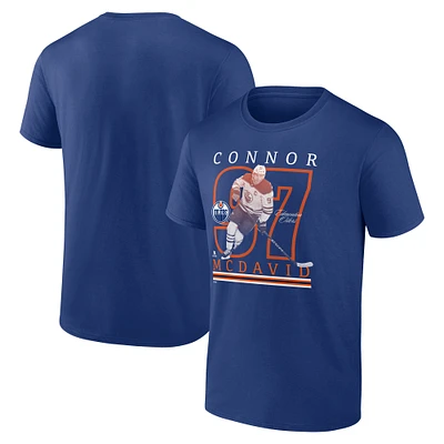 T-shirt de joueur bleu des Oilers d'Edmonton Connor McDavid Fanatics pour hommes