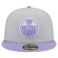 Men's New Era  Gray/Light Purple Edmonton Oilers Color Pack Two-Tone 59FIFTY Fitted Hat