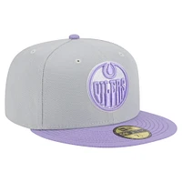 Men's New Era  Gray/Light Purple Edmonton Oilers Color Pack Two-Tone 59FIFTY Fitted Hat