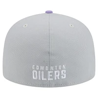 Men's New Era  Gray/Light Purple Edmonton Oilers Color Pack Two-Tone 59FIFTY Fitted Hat