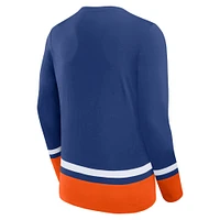 T-shirt à manches longues lacets fondamental bleu Fanatics pour hommes des Oilers d'Edmonton