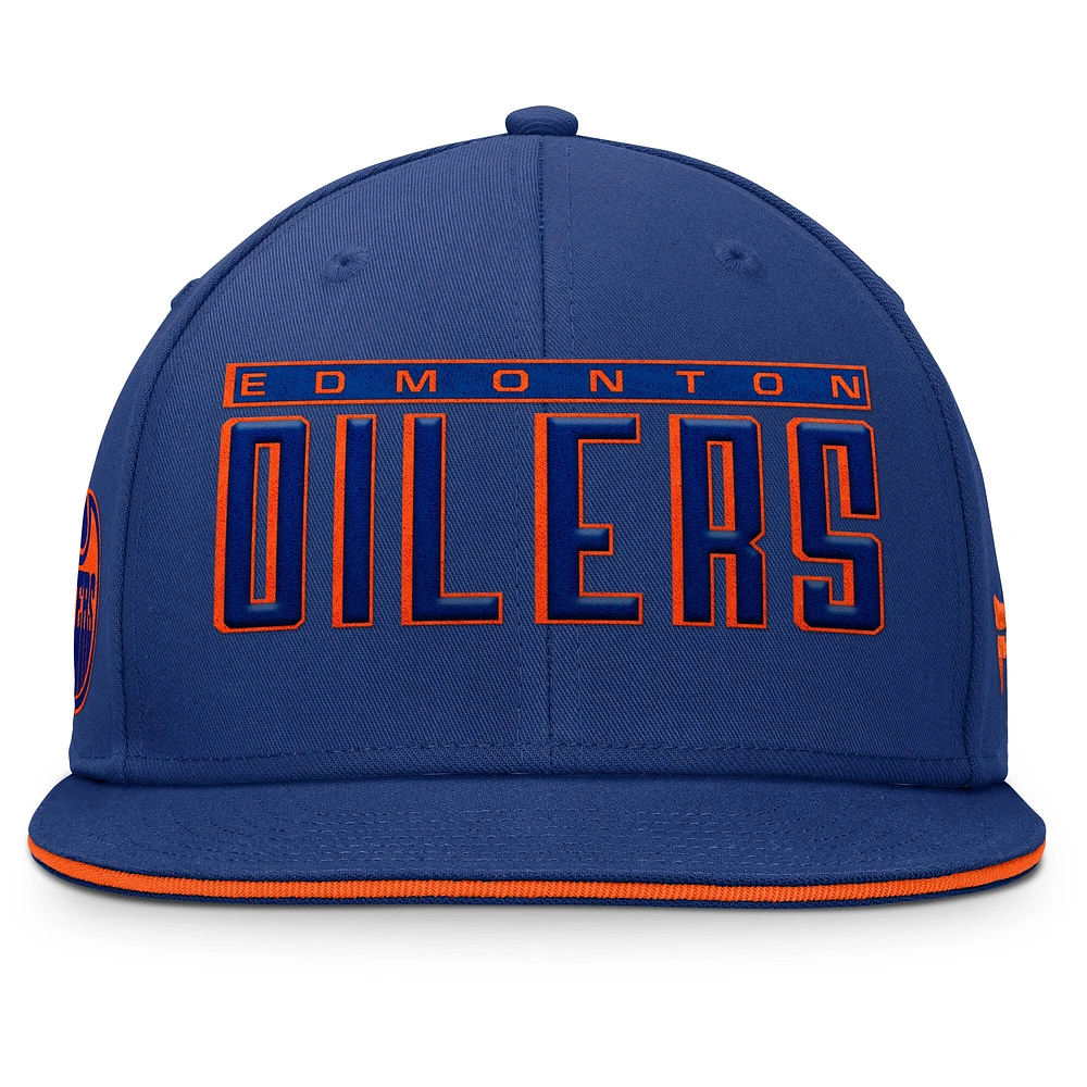 Men's Fanatics Blue Edmonton Oilers Gino Flatbrim Snapback Hat