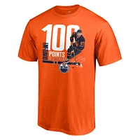 Men's Fanatics Connor McDavid Orange Edmonton Oilers 100 Points - Player Achievement T-Shirt