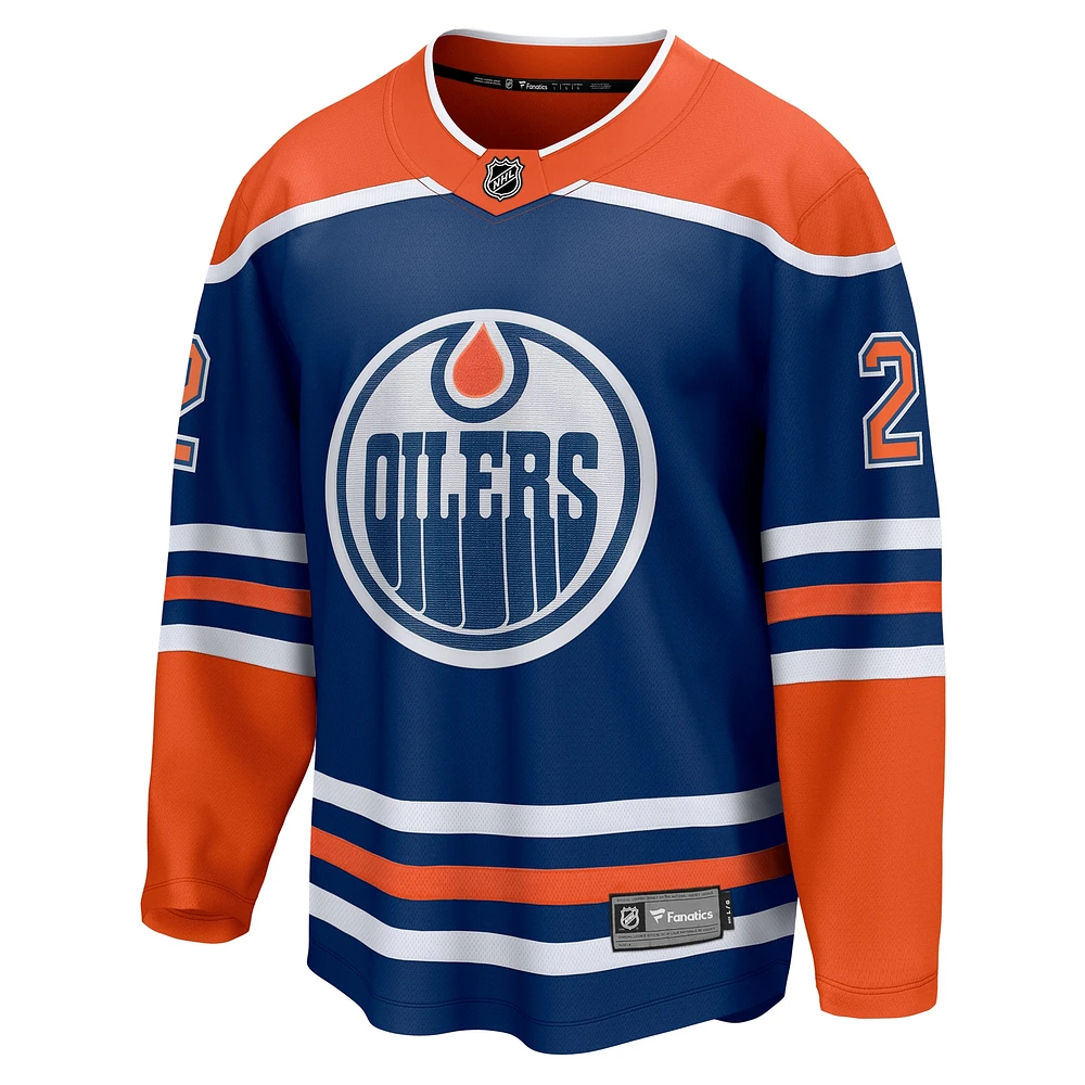 Men's Fanatics Evan Bouchard Royal Edmonton Oilers Home Breakaway Player Jersey