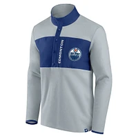Polaire Omni Polar Fanatics pour hommes, gris/marine, Edmonton Oilers - Veste quart de bouton-pression