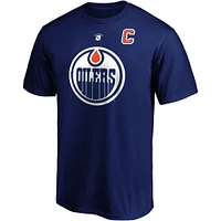 Men's Fanatics Mark Messier Navy Edmonton Oilers Authentic Stack Retired Player Name & Number - T-Shirt