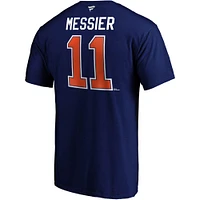 Men's Fanatics Mark Messier Navy Edmonton Oilers Authentic Stack Retired Player Name & Number - T-Shirt