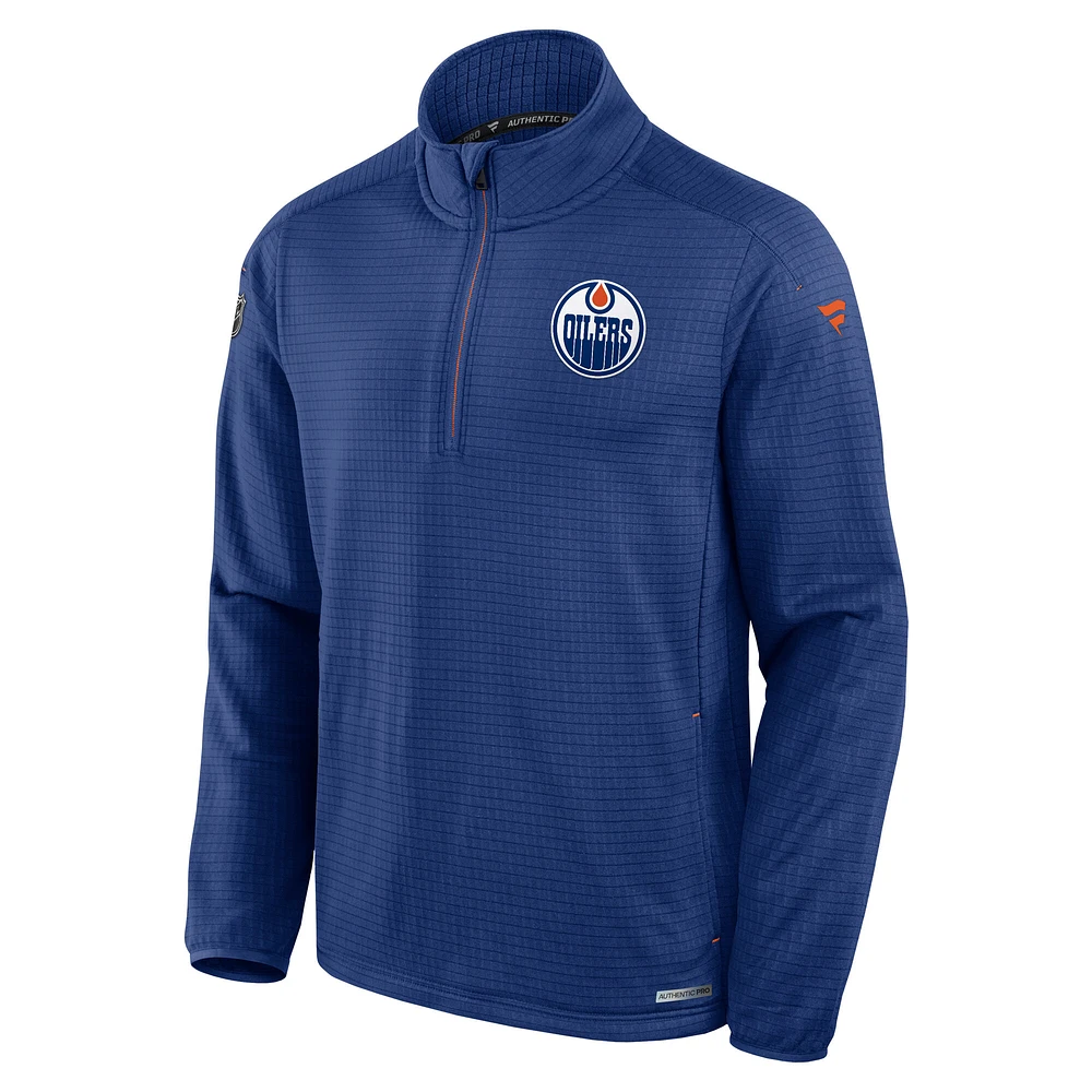 Men's Fanatics  Royal Edmonton Oilers Authentic Pro Rink Lightweight Quarter-Zip Sweatshirt