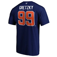 Men's Fanatics Wayne Gretzky Royal Edmonton Oilers Team Authentic Stack Retired Player Name & Number - T-Shirt