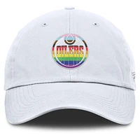 Men's Fanatics White Edmonton Oilers PRIDE Adjustable Hat