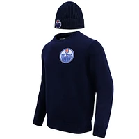 Men's Pro Standard Navy Edmonton Oilers Pullover Sweater & Cuffed Knit Hat Box Gift Set