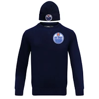 Men's Pro Standard Navy Edmonton Oilers Pullover Sweater & Cuffed Knit Hat Box Gift Set
