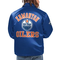 Men's Starter Royal Edmonton Oilers Option Route Coaches Full-Snap Jacket