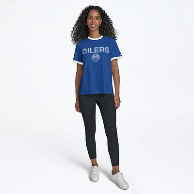 T-shirt Alice Tri-Blend pour femme DKNY Sport Royal des Oilers d'Edmonton