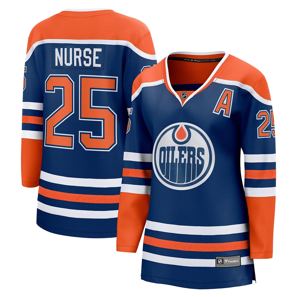 Fanatics pour femmes Darnell Nurse Royal Edmonton Oilers Écusson de capitaine suppléant Joueur échappé à domicile - Maillot
