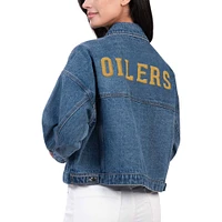 Women's G-III Sports by Carl Banks Edmonton Oilers Victory Oversized Button-Up Denim Jacket