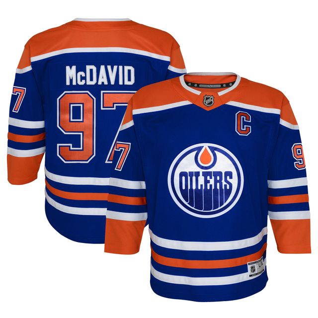 Maillot de joueur premier ministre à domicile des Royal Edmonton Oilers Connor McDavid pour jeunes