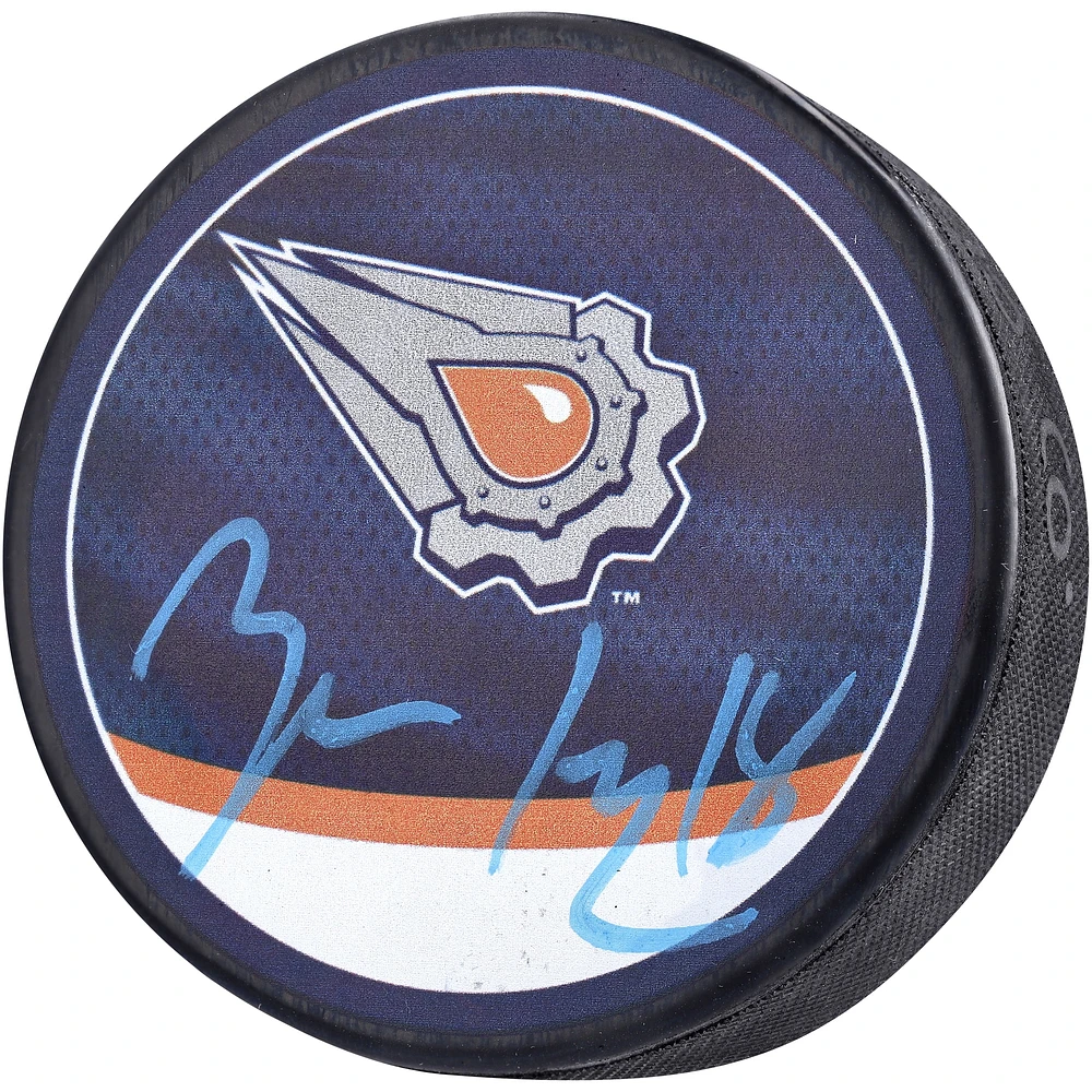 Rondelle de hockey rétro inversée autographiée par Zach Hyman des Oilers d'Edmonton 2022-23