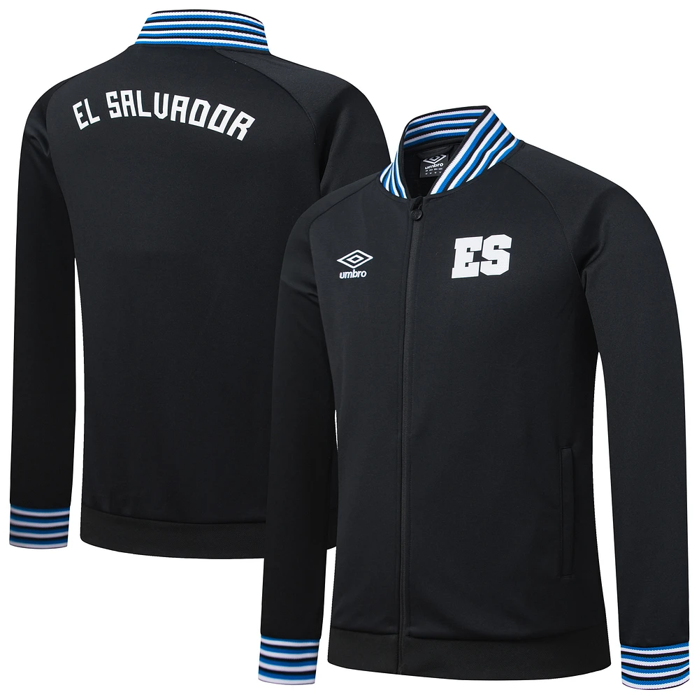 Men's Umbro Black El Salvador National Team Presentation Raglan Full-Zip Jacket