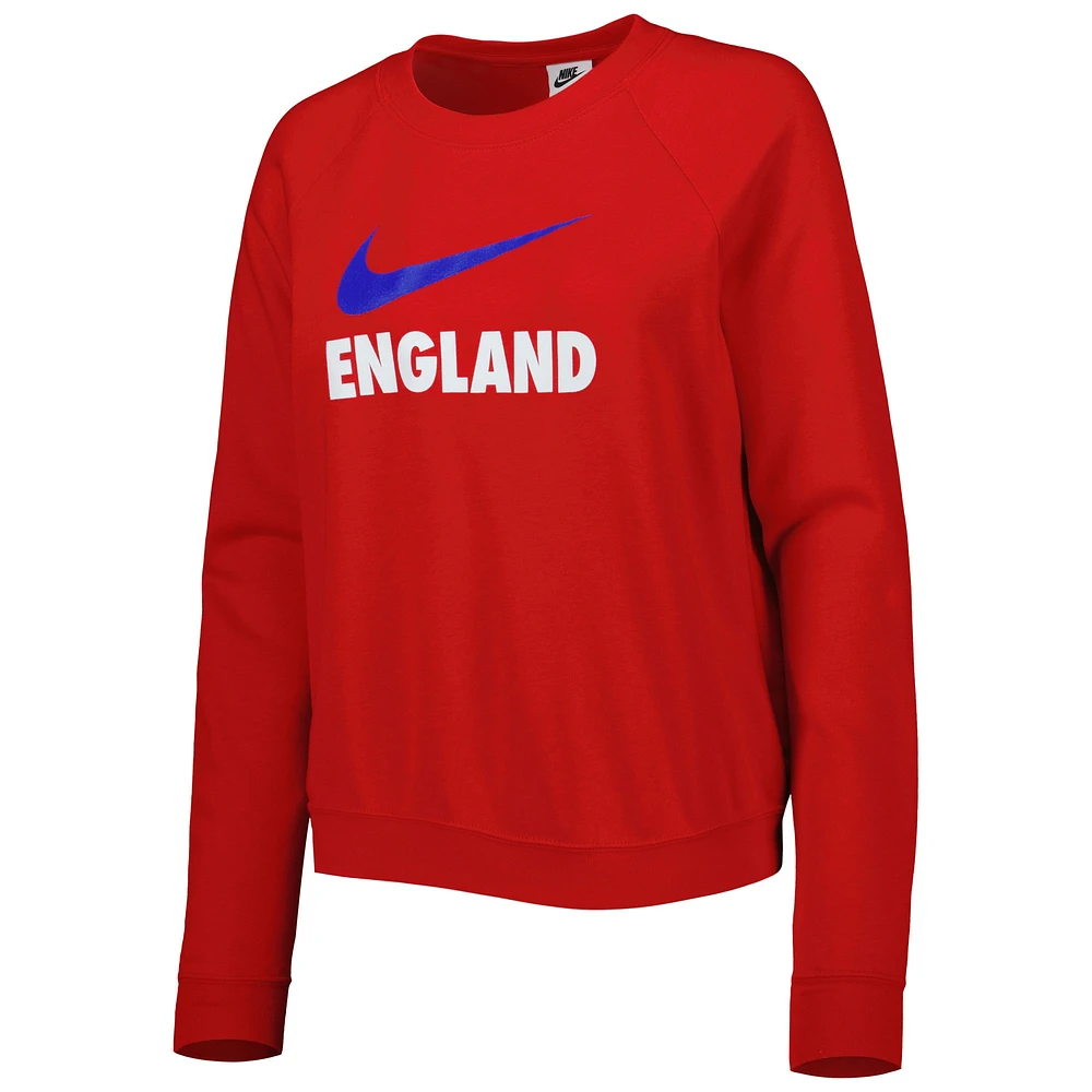 Women's Nike Red England National Team Lockup Varsity Tri-Blend Raglan Pullover Sweatshirt