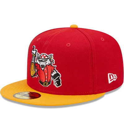 Casquette ajustée 59FIFTY Erie SeaWolves Marvel x Minor League New Era rouge/jaune pour homme
