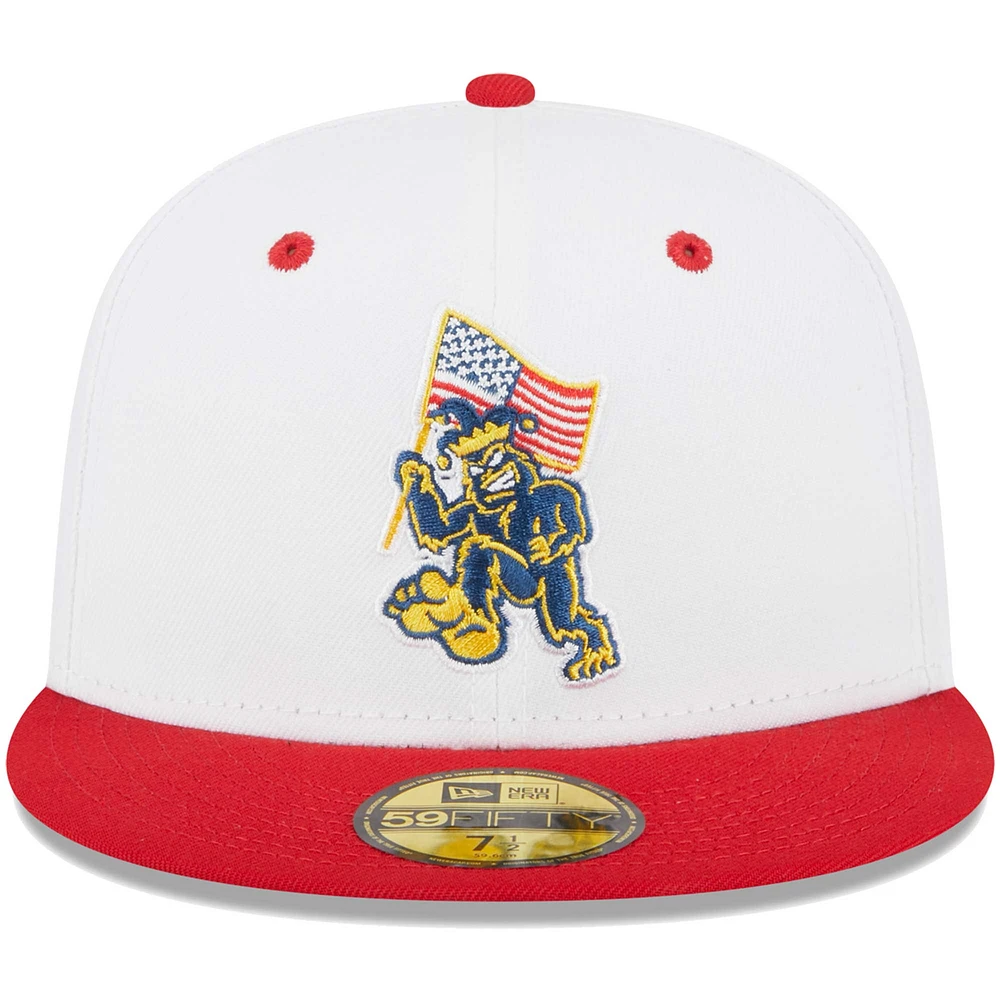Men's New Era White Eugene Emeralds Theme Nights Pranksters  59FIFTY Fitted Hat