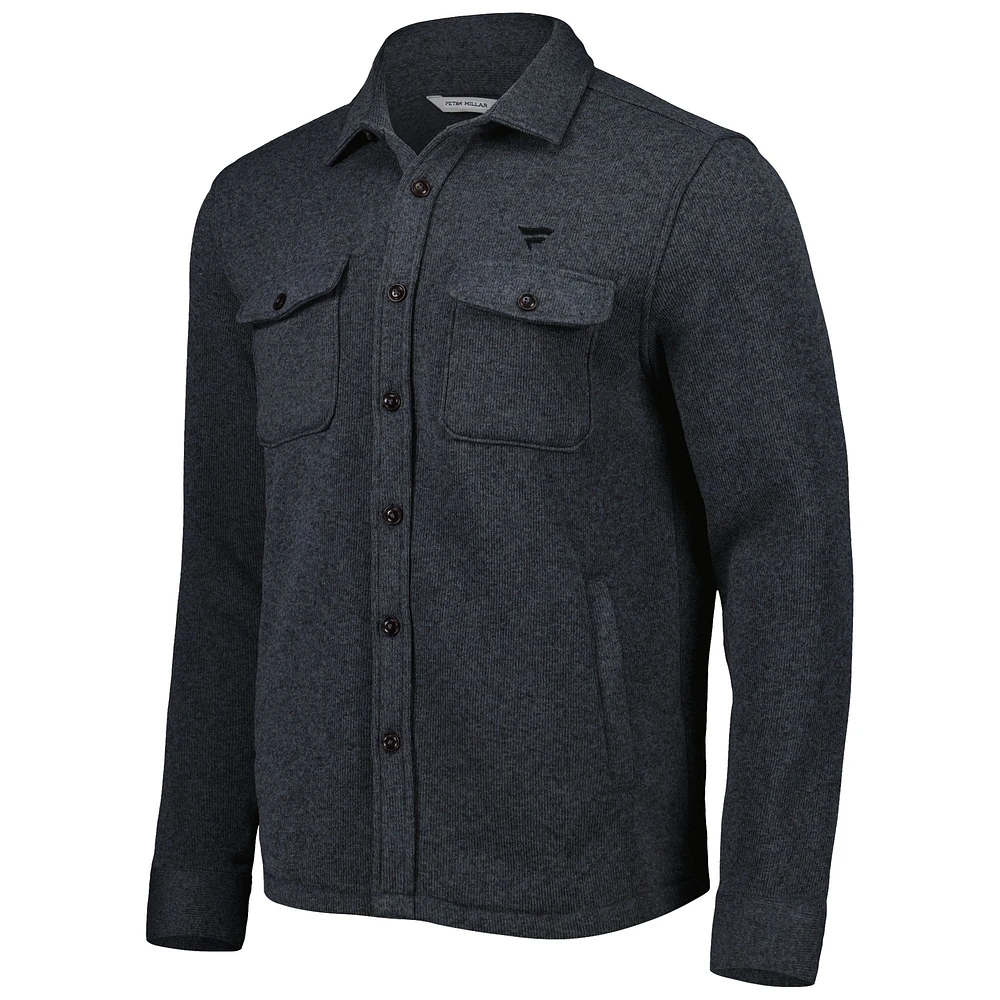 Men's Peter Millar Gray Fanatics Corporate Crown Sweater Button-Up Shirt Jacket