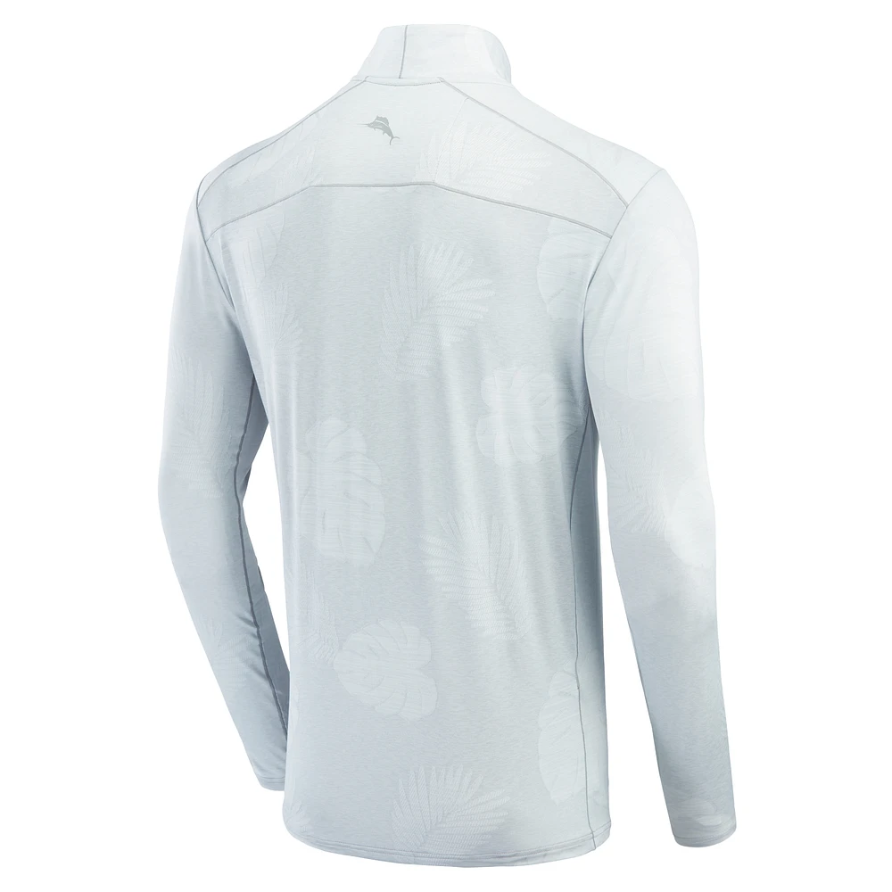 Men's Tommy Bahama Gray Fanatics Corporate Delray Frond IslandZone Half-Zip Jacket