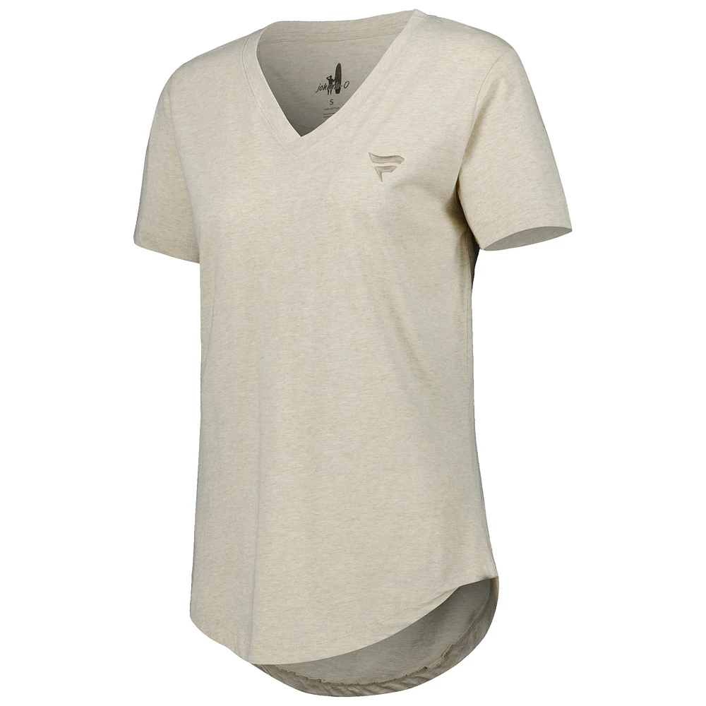 T-shirt col en V pour femme Oatmeal Fanatics de Johnnie-O