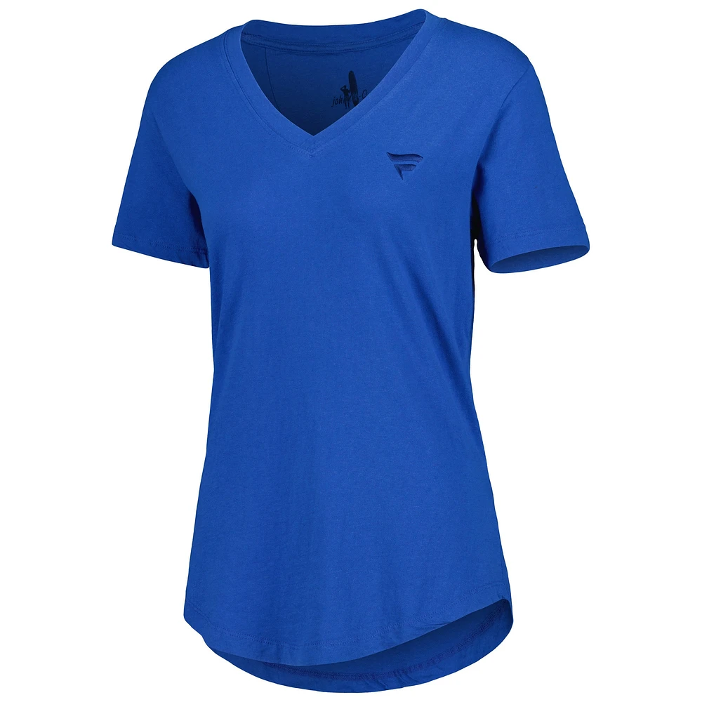 T-shirt à col en V pour femme Johnnie-O Royal Fanatics Corporate Meredith