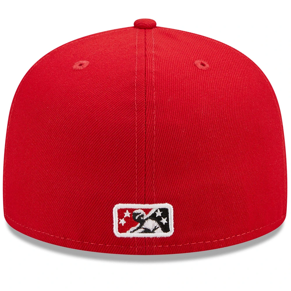 Casquette ajustée 59FIFTY pour homme New Era Red Fayetteville Woodpeckers Marvel x Minor League