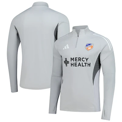 Haut d'entraînement à manches longues et fermeture éclair quart de tour adidas Silver FC Cincinnati 2025 pour homme