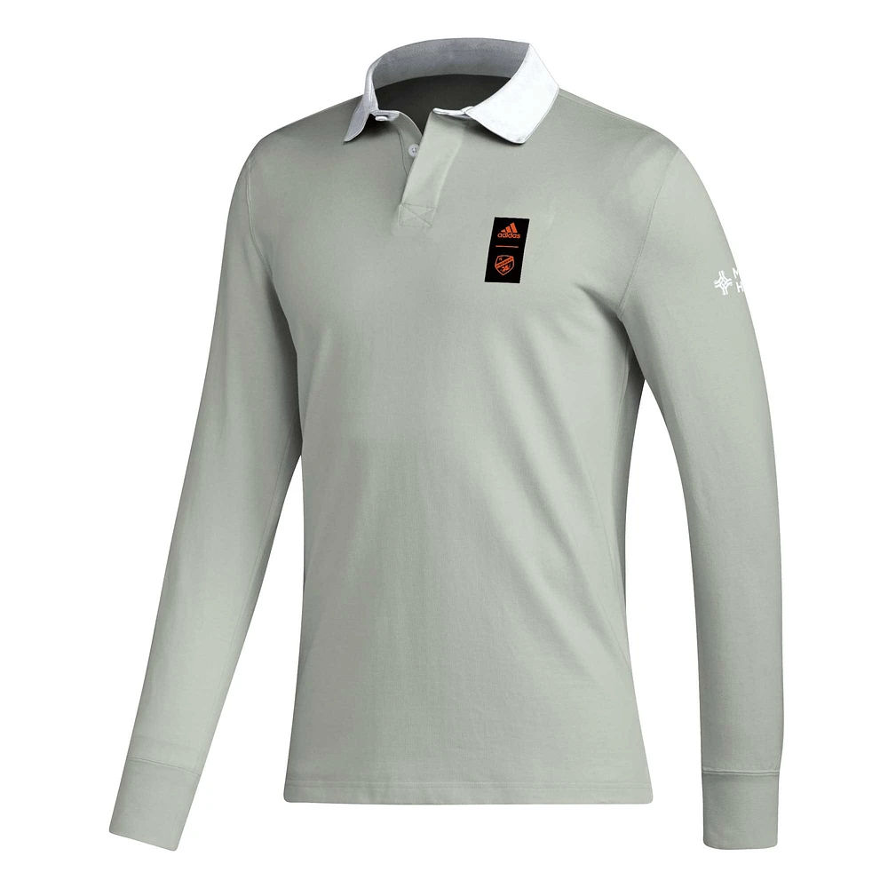 Men's adidas 2023 Player Gray FC Cincinnati Travel Long Sleeve Polo