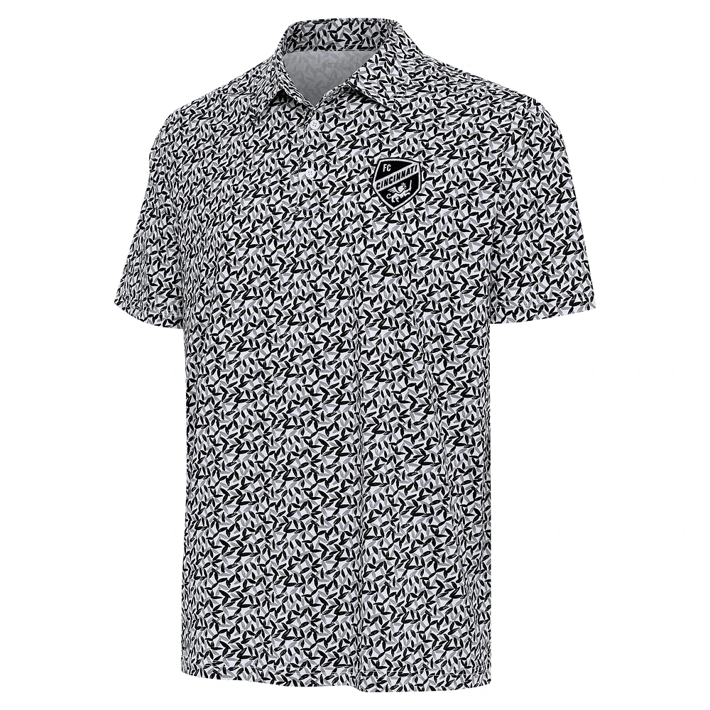Men's Antigua Gray/Black FC Cincinnati Seasons Polo