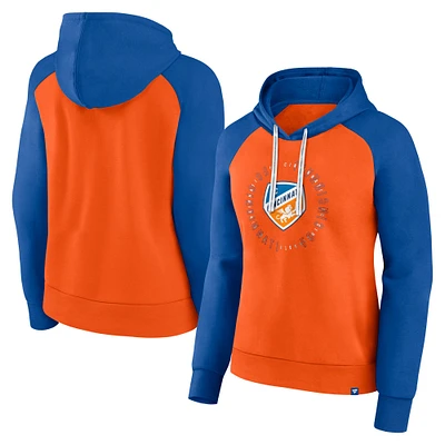 Sweat à capuche raglan orange/bleu FC Cincinnati pour femme Fanatics