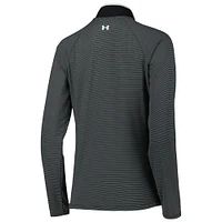 Women's Under Armour Black FedEx St. Jude Championship T2 Green Stripe Raglan Quarter-Zip Top