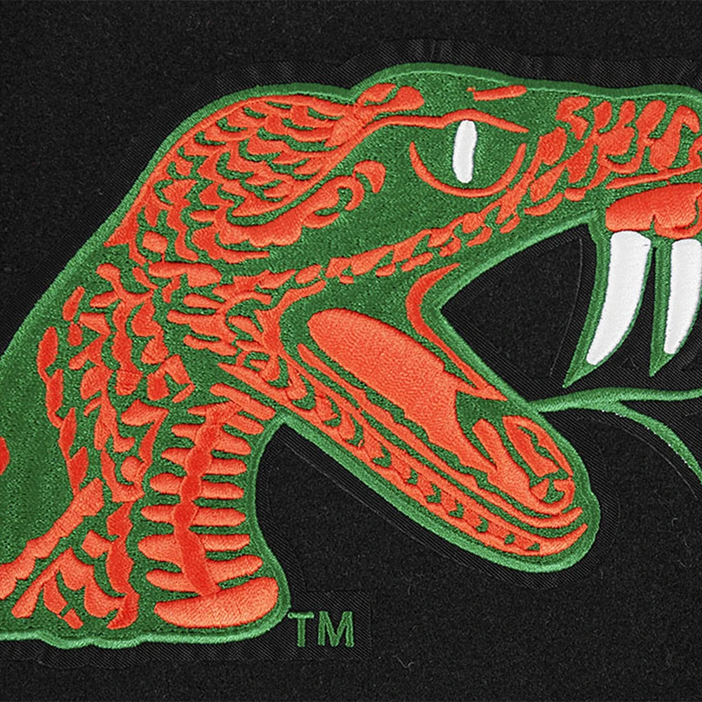 Men's Pro Standard Black Florida A&M Rattlers Crest Wool Full-Zip Jacket