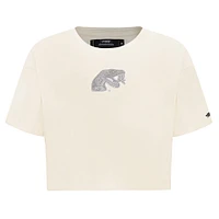 Women's Pro Standard Cream Florida A&M Rattlers Reverse French Terry Boxy Cropped T-Shirt