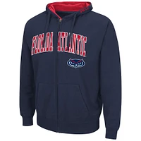 Men's Colosseum Navy Florida Atlantic Owls Arch & Logo 3.0 Full-Zip Hoodie