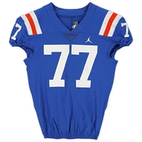 Florida Gators Team-Issued #77 Royal Throwback Jersey from the 2020-21 NCAA Football Seasons