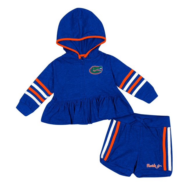 Ensemble sweat à capuche et short entièrement zippé pour fille Colosseum Royal Florida Gators Spoonful