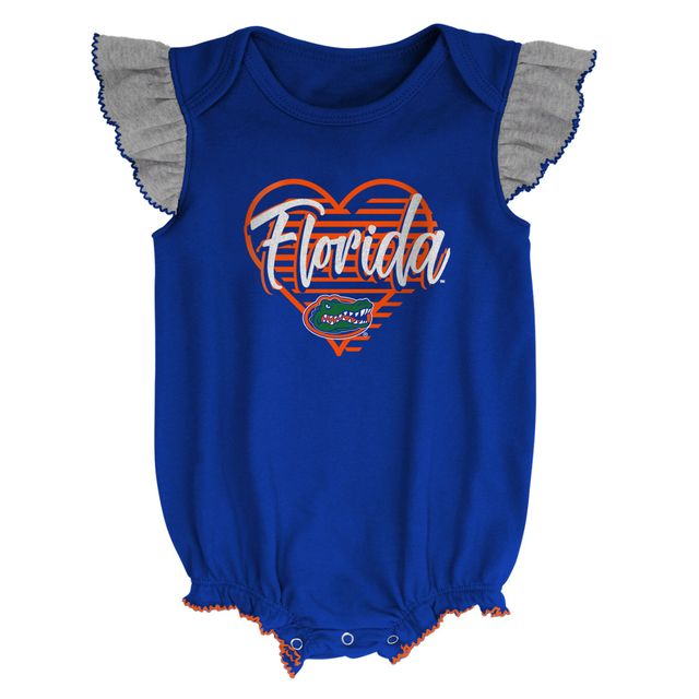 Filles nouveau-né et nourrisson Royal/Heather Grey Florida Gators All The Love Body Bavoir chaussons