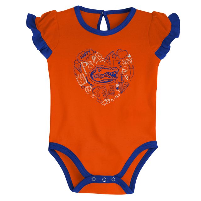 Ensemble body deux pièces pour filles, nouveau-né et nourrisson, Royal/Orange, Florida Gators Too Much Love