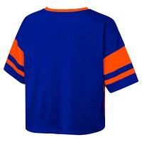 Girls Youth Royal Florida Gators The Playmaker Sleeve Stripe V-Neck Jersey T-Shirt