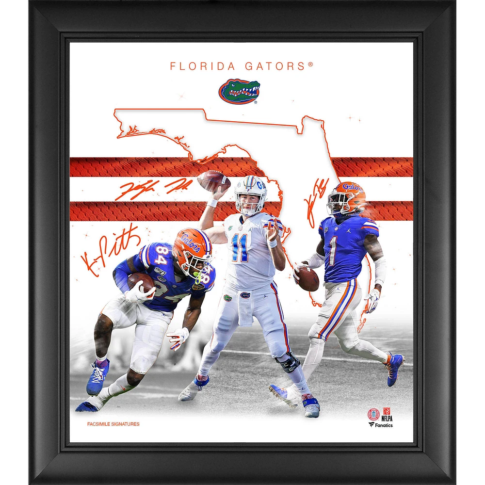 Kyle Pitts Kyle Trask & Kadarius Toney Florida Gators Facsimile Signatures Framed 15'' x 17'' 2021 Franchise Foundations Collage