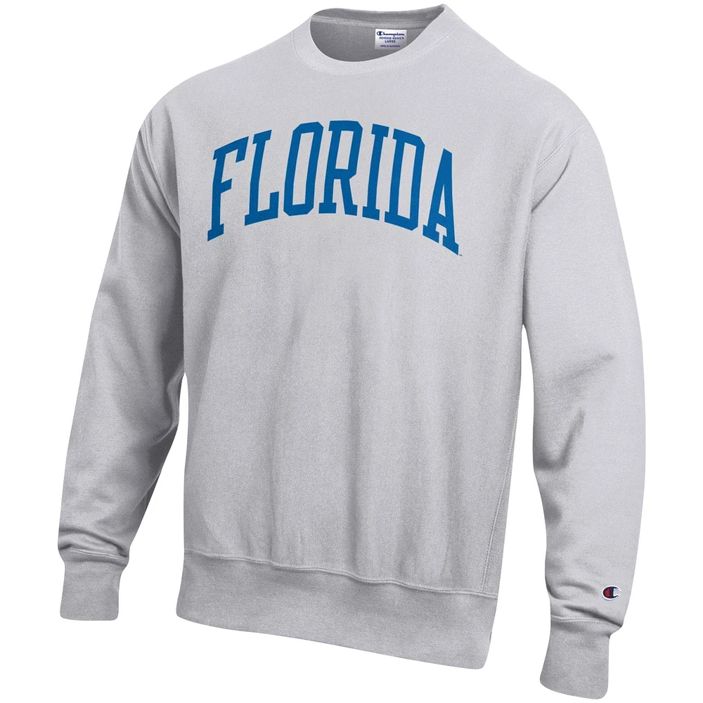 Men's Champion Heathered Gray Florida Gators Big & Tall Reverse Weave Fleece Crewneck Pullover Sweatshirt