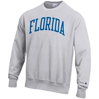 Men's Champion Heathered Gray Florida Gators Big & Tall Reverse Weave Fleece Crewneck Pullover Sweatshirt