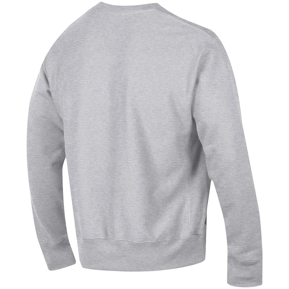 Men's Champion Heathered Gray Florida Gators Big & Tall Reverse Weave Fleece Crewneck Pullover Sweatshirt