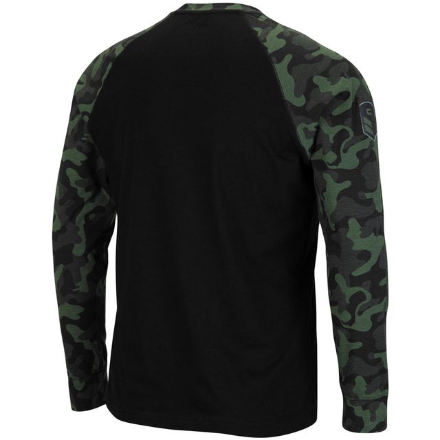 T-shirt à manches longues Colosseum Black Florida Gators OHT Military Appréciation Camo Raglan pour hommes