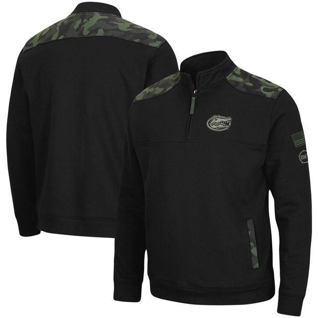 Colosseum Black Florida Gators OHT Military Appreciation Commo Fleece Quarter-Zip Jacket pour homme